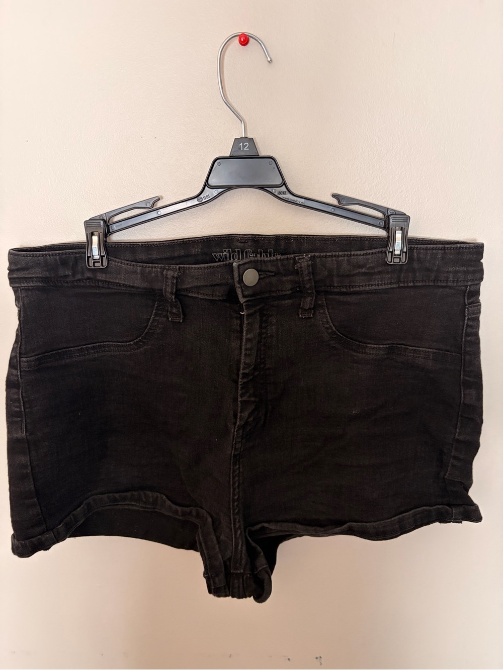 Black Denim High-Rise Shorts
